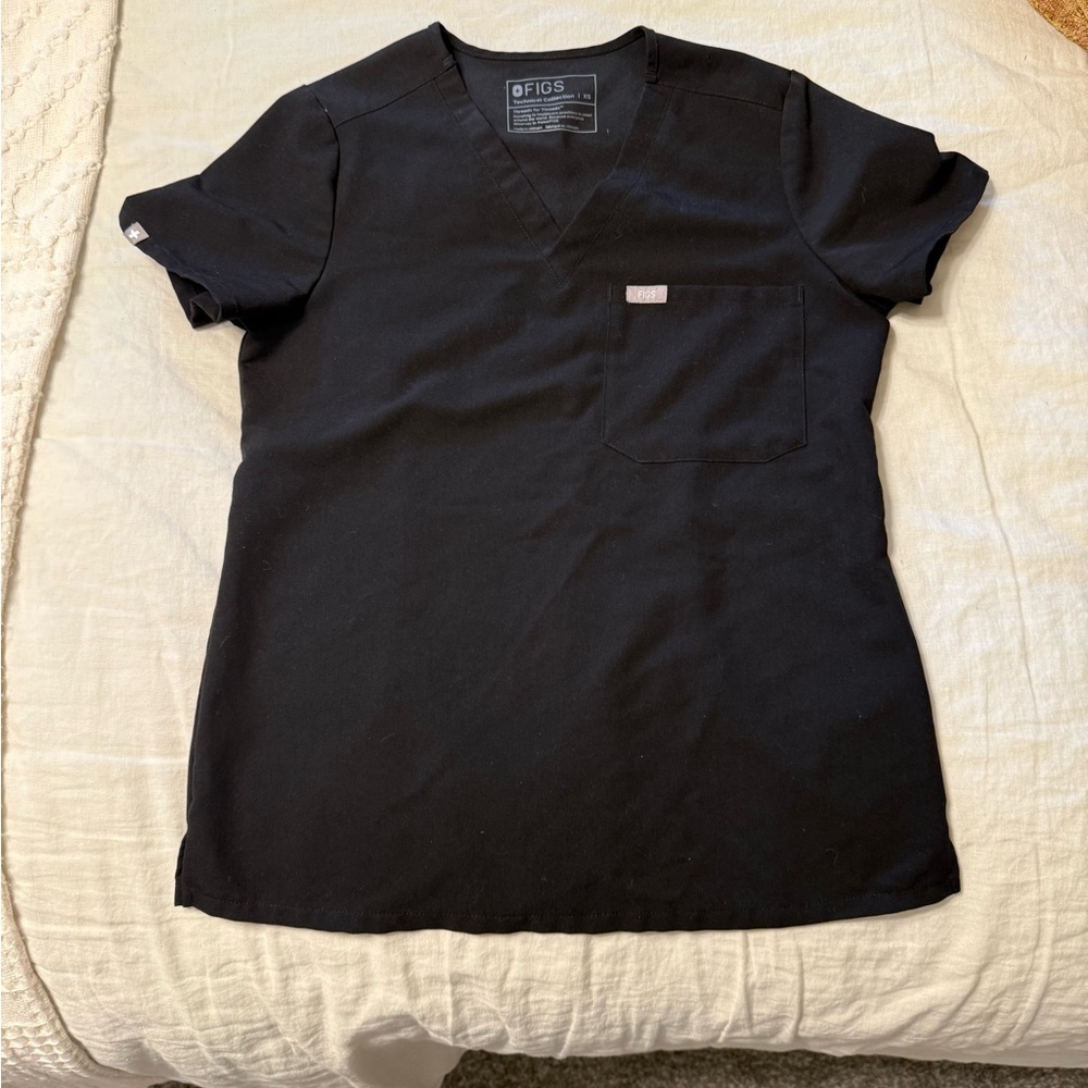EUC Figs Black Women’s Catarina One-Pocket Scrub Top Size Extra Small